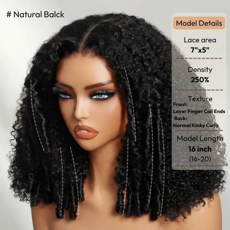 Natural Black – Kinky Curly Lace Front Wig