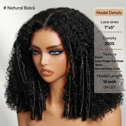 Natural Black – Kinky Curly Lace Front Wig